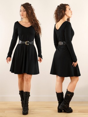 Toonzshop Bohemian Dress "Proserpine" Klänning Dam Svarta | UEVTG-8605