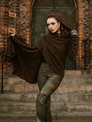 Toonzshop Danaeriz Long Sleeve Hooded Shawl Cardigan Kofta Dam Bruna | UGVOK-8762