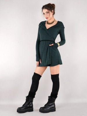 Toonzshop Dark Wrap Sweater Dress Klänning Dam Mörk | HKYRA-2170
