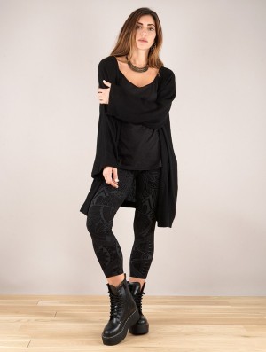Toonzshop Earwen Knitted Long Jacket Jackor Dam Svarta | LDIAU-1039