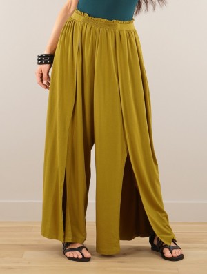 Toonzshop Félise Split Loose Pants Byxor Dam Goldengreen | LRDUS-1078