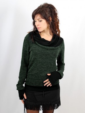 Toonzshop Janjira Pullover Pullover Dam Gröna Svarta | EHZOT-1902
