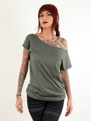 Toonzshop Kayäazü Boat Neck Loose T-shirt T-Shirt Dam Gröna | PMYVI-4825