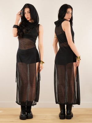 Toonzshop Nephilim Long Slit Dress Klänning Dam Transparent Svarta | HJLWN-9468
