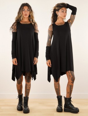 Toonzshop Short Dress With Removable Sleeves "Lilin" Klänning Dam Svarta | WATSR-1584