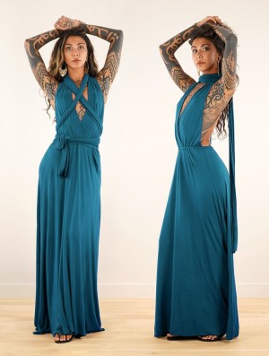 Toonzshop Wakiza Long Infinity Dress Klänning Dam Blå | KFCTO-4206
